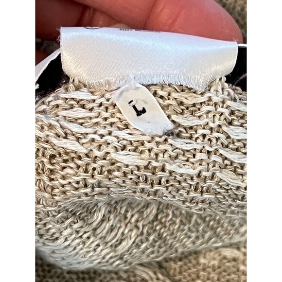 CLAN DOUGLAS Scotland Mens L Sweater Linen Silk Pullover Cream Beige Lightweight - Picture 5 of 10